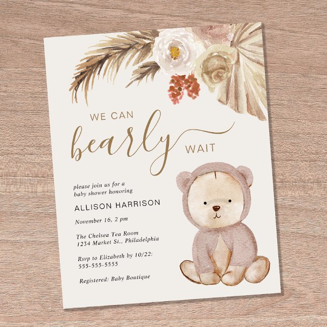 Lámina Invitación a Baby Shower de Boho Teddy Bear (Subido por el creador)