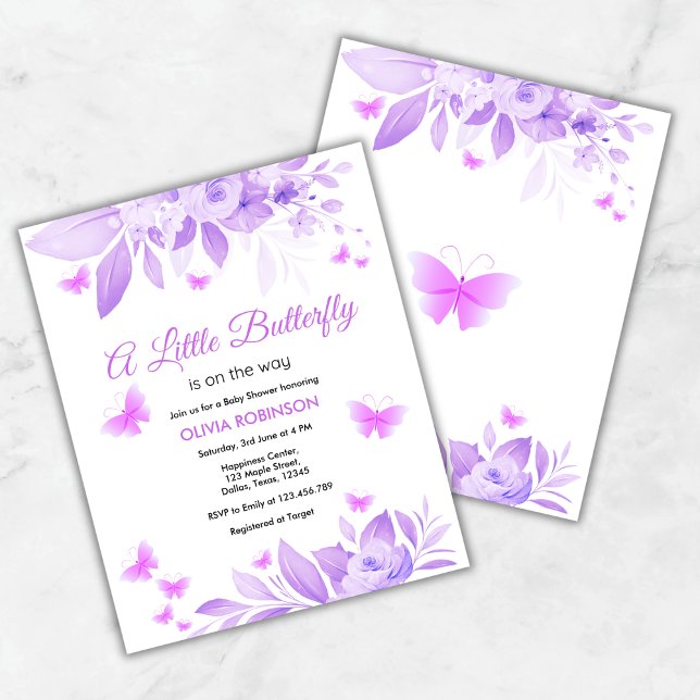 Lámina Invitación a Baby Shower de Budget A Little Butter (Budget A Little Butterfly Baby Shower Invitation  )