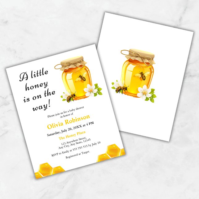 Lámina Invitación a Baby Shower de Budget A Little Honey  (Budget A Little Honey is on the Way Bee Baby Shower Invitation  )