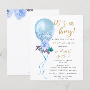 Lámina Invitación a Baby Shower de Budget Blue Balloon Bo