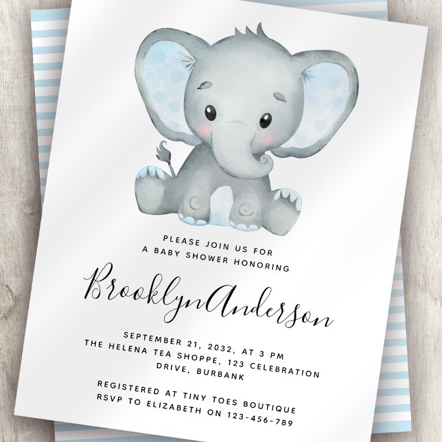 Lámina Invitación a Baby Shower de BUDGET Blue Elephant (Subido por el creador)