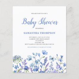 Lámina Invitación a Baby Shower de Budget Blue Floral Boy