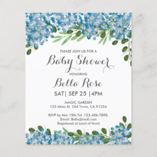Lámina Invitación a Baby Shower de Budget Blue Hydrangeas