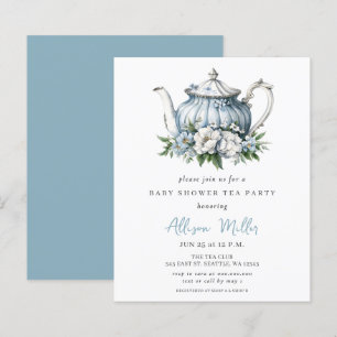 Lámina Invitación a Baby Shower de Budget Blue Tea Fiesta