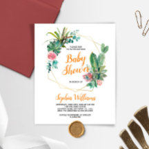 Invitación a Baby Shower de Budget Boho Cactus