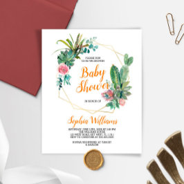 Lámina Invitación a Baby Shower de Budget Boho Cactus