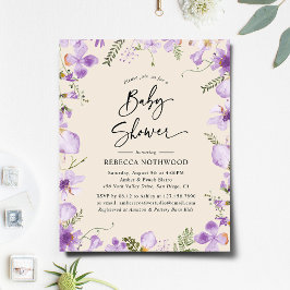 Lámina Invitación a Baby Shower de Budget Boho Lilac Flor