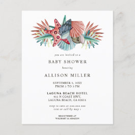 Lámina Invitación a Baby Shower de Budget Coral Beach