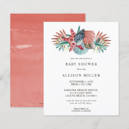 Lámina Invitación a Baby Shower de Budget Coral Beach