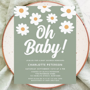 Lámina Invitación a Baby Shower de Budget Daisy Green