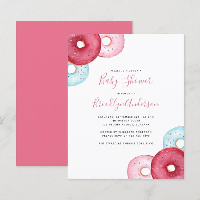 Lámina Invitación a Baby Shower de BUDGET Doughnut (Anverso / Reverso)