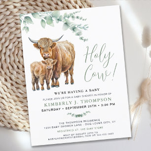 Lámina Invitación a Baby Shower de Budget Highland Cow Gr