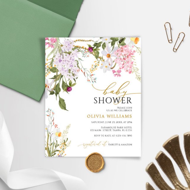 Lámina Invitación a Baby Shower de Budget Lilac Wildflowe (Subido por el creador)
