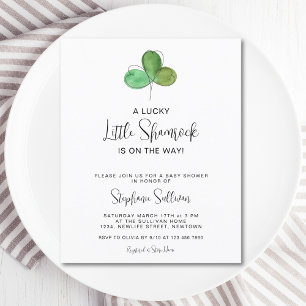 Lámina Invitación a Baby Shower de Budget Lucky Shamrock