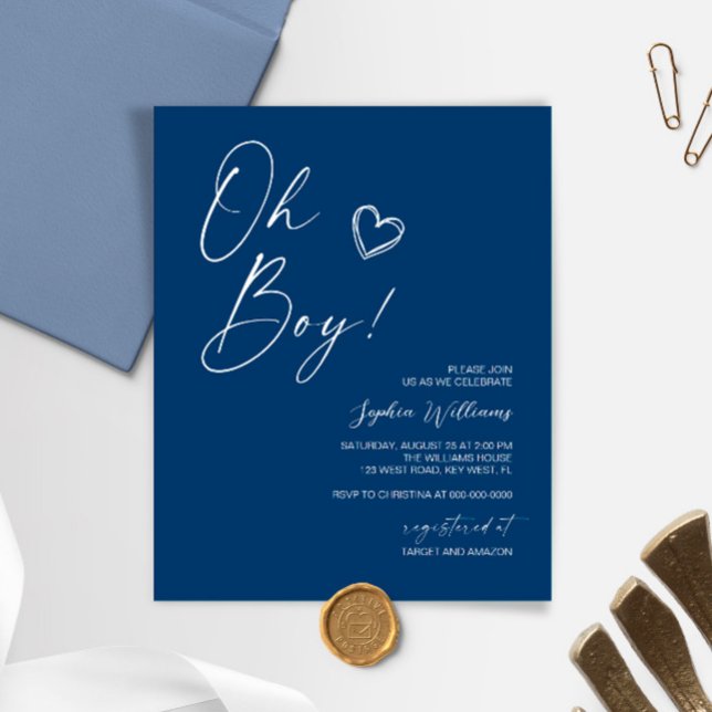Lámina Invitación a Baby Shower de Budget Modern Blue (Subido por el creador)