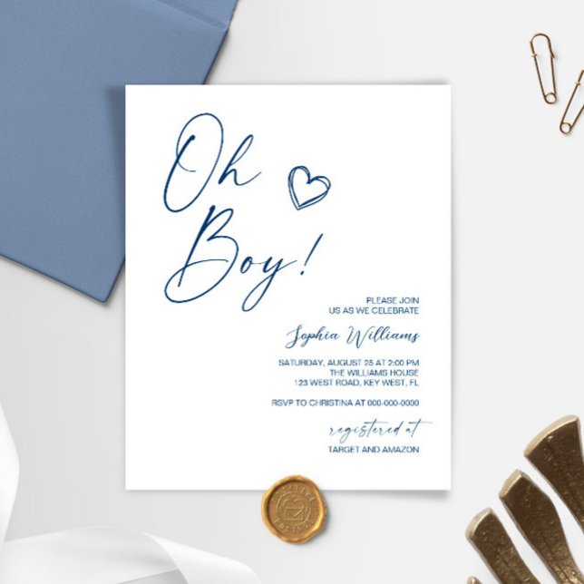 Lámina Invitación a Baby Shower de Budget Modern Blue (Subido por el creador)