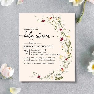 Lámina Invitación a Baby Shower de Budget Modern Wildflow