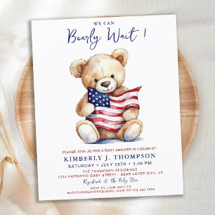 Lámina Invitación a Baby Shower de Budget Patriotic Teddy
