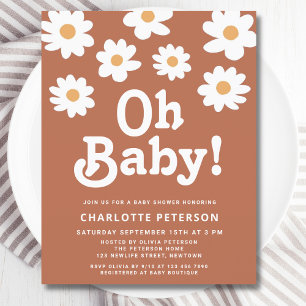Lámina Invitación a Baby Shower de Budget Retro Daisy