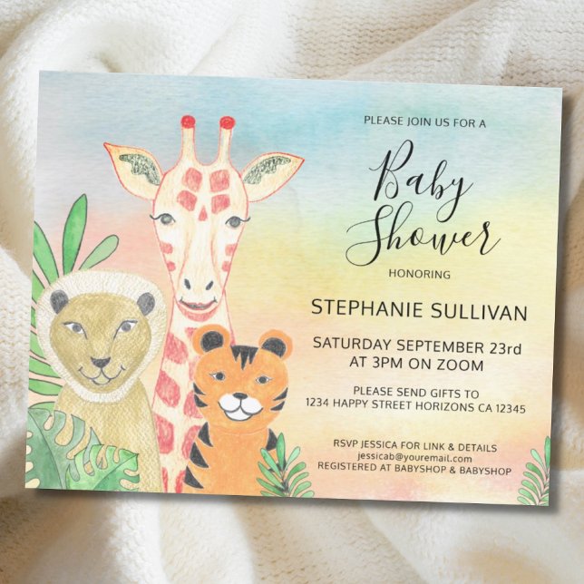 Lámina Invitación a Baby Shower de Budget Safari Animals (Subido por el creador)