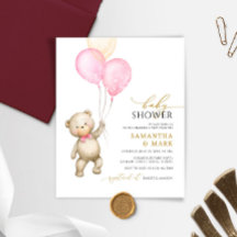 Invitación a Baby Shower de Budget Teddy Bear & Ba
