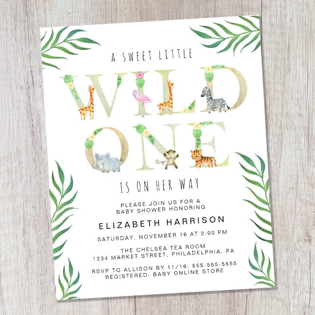 Lámina Invitación a Baby Shower de Budget Wild One Safari (Subido por el creador)