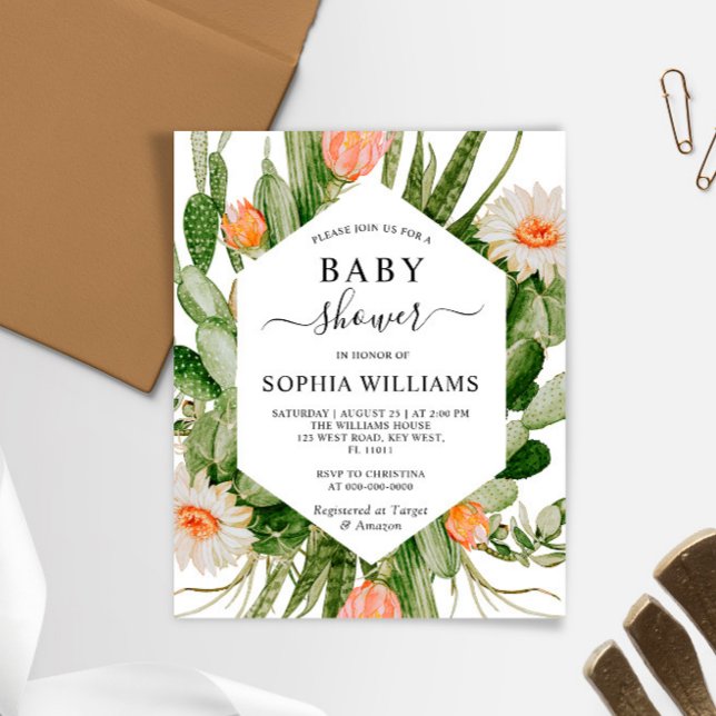 Lámina Invitación a Baby Shower de Cactus Flowers de pres (Subido por el creador)
