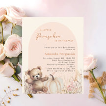 Invitación a Baby Shower de calabaza con arco de f