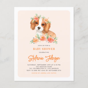 Lámina Invitación a Baby Shower de Cavalier King Charles 