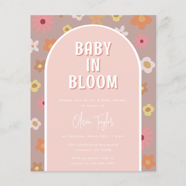 Lámina Invitación a Baby Shower de Chica de Bloom con pre (Anverso)