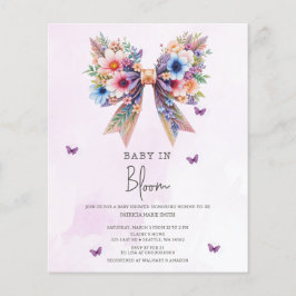 Lámina Invitación a Baby Shower de Chica de Bow con presu
