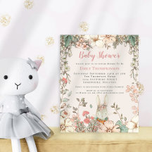Invitación a Baby Shower de Chica de conejito de é