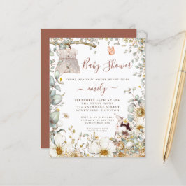 Lámina Invitación a Baby Shower de Chica de conejito de é
