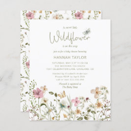 Lámina Invitación a Baby Shower de Chica de flores silves