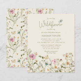 Lámina Invitación a Baby Shower de Chica de flores silves