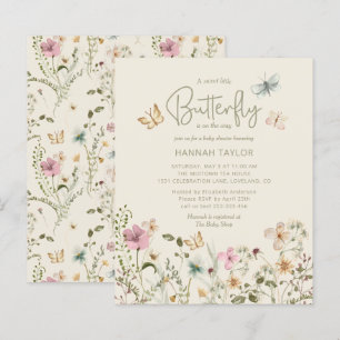 Lámina Invitación a Baby Shower de Chica de mariposa pequ