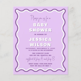 Lámina Invitación a Baby Shower de Chica púrpura con onda