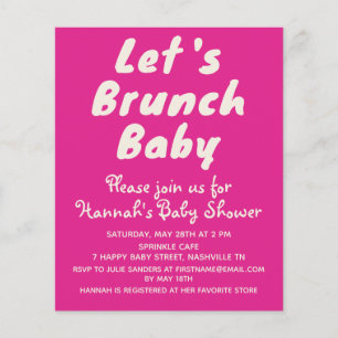 Lámina Invitación a Baby Shower de Chica rosa brillante c