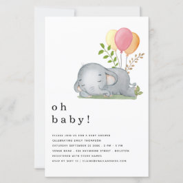 Lámina Invitación a Baby Shower de Chica rosado para elef