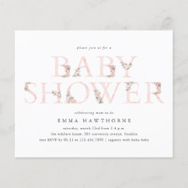 Lámina Invitación a Baby Shower de Chicas de tipo floral 