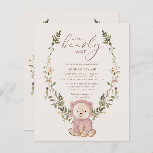 Lámina Invitación a Baby Shower de Chicas rosados de osit (Anverso / Reverso)