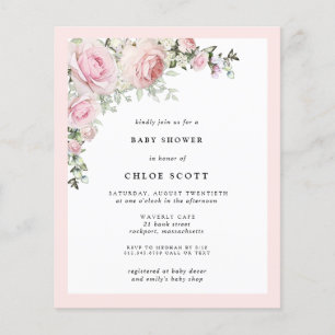 Lámina Invitación a Baby Shower de color rosa de Rubor co