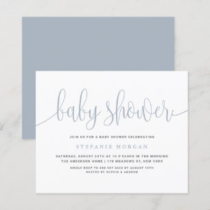 Lámina Invitación a Baby Shower de Dusty Blue Calligraphy