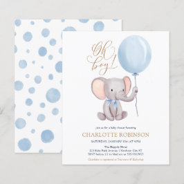 Lámina Invitación a Baby Shower de Elephant Balloon Boy