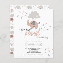 Invitación a Baby Shower de Elephant Chica Rosa