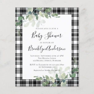 Lámina Invitación a Baby Shower de Eucalyptus con presupu