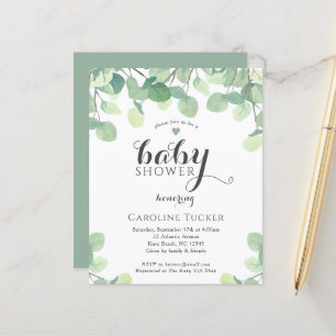 Lámina Invitación a Baby Shower de Eucalyptus Greenery Bu