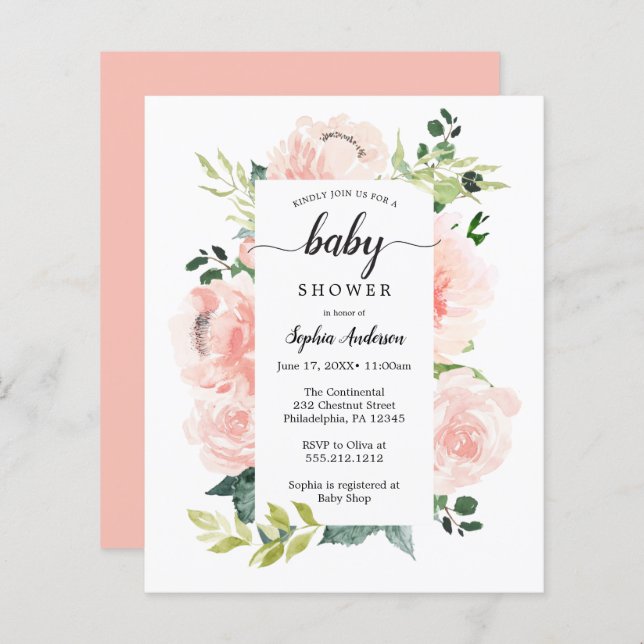 Lámina Invitación a Baby Shower de Fleur Jolie amigable c (Anverso / Reverso)