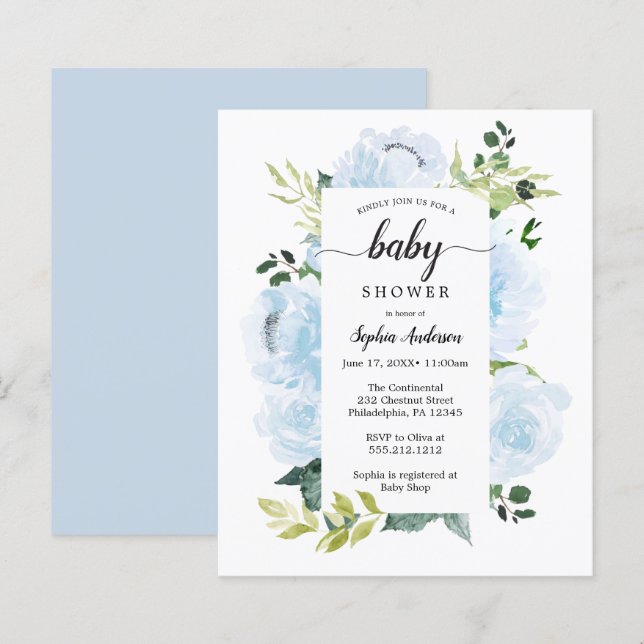 Lámina Invitación a Baby Shower de Fleur Jolie amigable c (Anverso / Reverso)