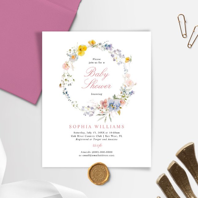 Lámina Invitación a Baby Shower de flores silvestres de v (Subido por el creador)